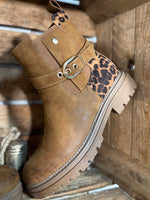 ★ Bottines camel & léopard – Confort & caractère