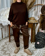 ★ Pull col montant manches bouffantes – Noir, Gris ou Marron