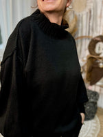 ★ Pull col montant manches bouffantes – Noir, Gris ou Marron
