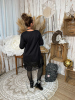 Robe noire fluide détail dentelle ★ Made in Italy