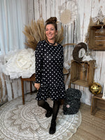 ★ Robe fluide à pois – col rond, manches longues