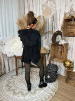 ★ Combinaison short velours côtelé – cache-cœur avec ceinture