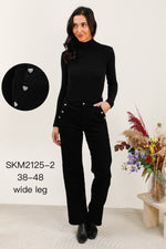 Jean noir wide leg à strass cœur – du 38 au 48 ★ Loulou l’Étoile