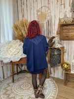 ★ Blazer bleu marine – Chic avec une touche dentelle