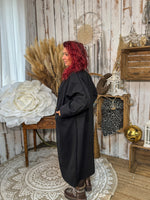 Manteau long oversize noir – Loulou l’Étoile ★ Made in Italy