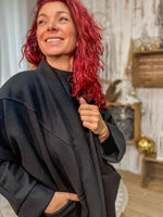 Manteau long oversize noir – Loulou l’Étoile ★ Made in Italy