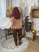 Jogging satiné marron brillant – Loulou l’Étoile ★ Élégance & confort ★ Made in Italy