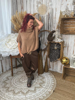 Jogging satiné marron brillant – Loulou l’Étoile ★ Élégance & confort ★ Made in Italy