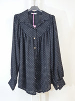 Chemise noire fluide à petits brillants – Taille unique jusqu’au 48 ★