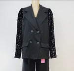 Blazer femme noir manches sequins – Loulou l’Étoile ★