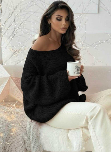 Pull femme oversize doux – Blanc, Noir ou Marine ★