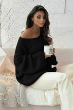 Pull femme oversize doux – Blanc, Noir ou Marine ★